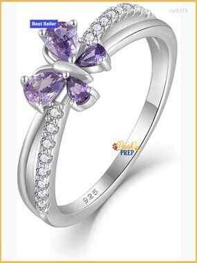 Sterling Silver Butterfly Birthstone Ring Size 6-11 Promise Engagement Jewelry
